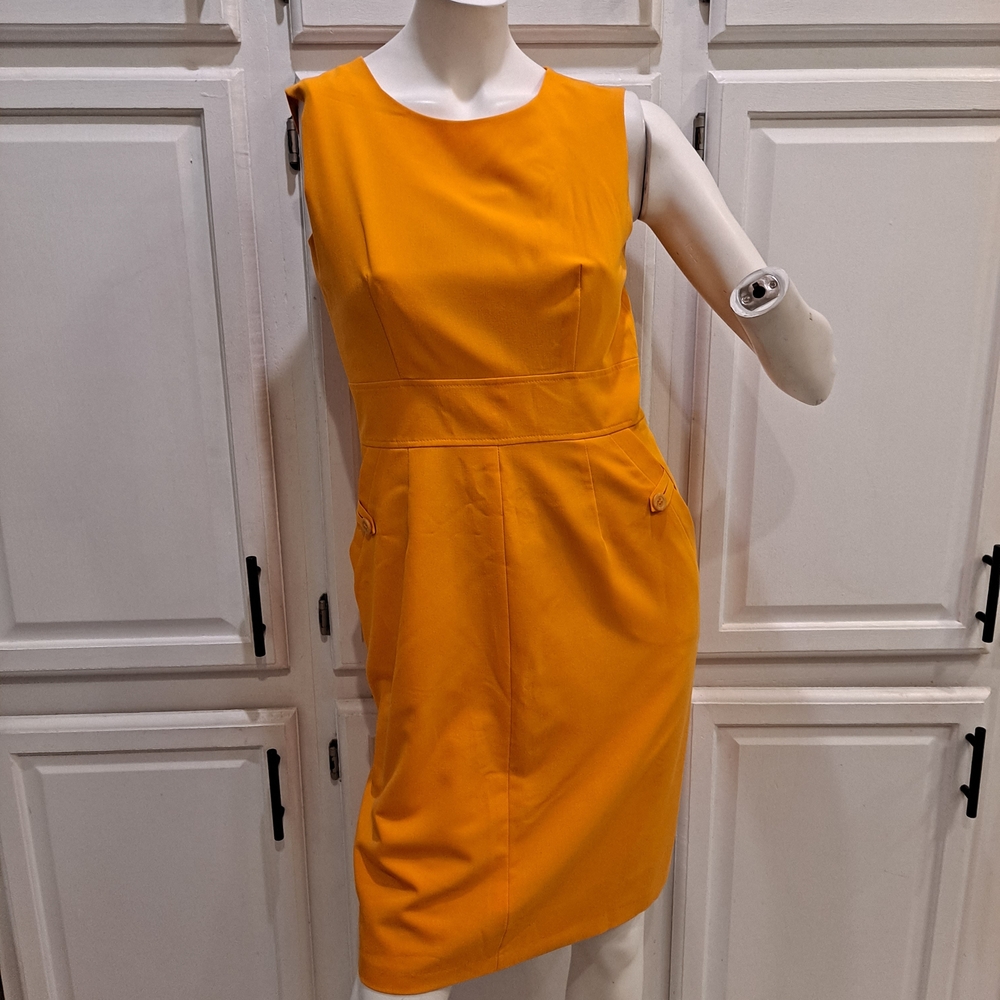Harve Benard Bright Orange Midi Sheath Dress